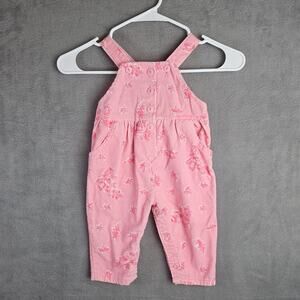 Vintage Oshkosh Bgosh Pink Corduroy Floral Overalls Size 12 Month